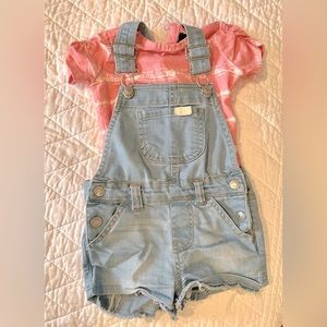 7 for all mankind 12 Months Overall Shorts w/ Pink top